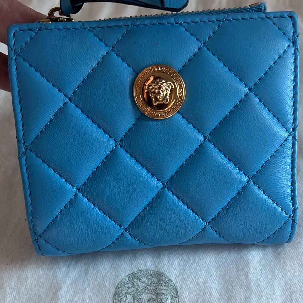 Versace Turquoise Quilted Wallet